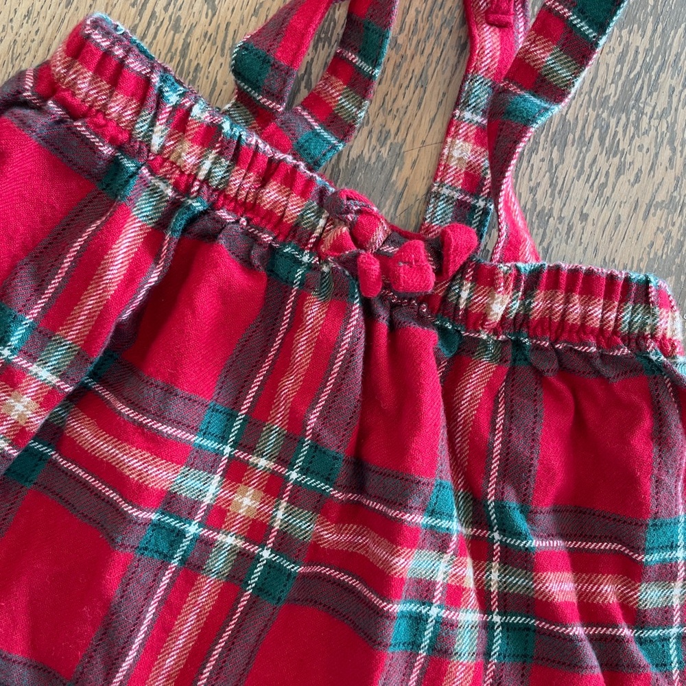 Carter’s Baby Girl Red Plaid Suspender Skirt 0–3M, Christmas Baby